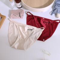 Ropa interior de algodón con tirantes finos para niña, ropa interior con estampado de letras de Color sólido, bragas para mujer, ropa interior sin costuras - details 5