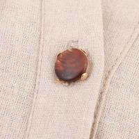 Ropa de mujer europea y americana con mini vestido de mezcla de lino con cinturón - details 7