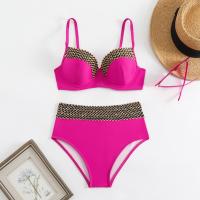 Bikini de cintura alta para mujer, traje de baño de dos piezas con realce, ropa de playa, 2024 - details 6