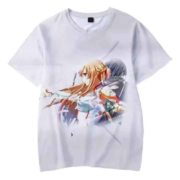 Anime Sword Art One Kirito Camisetas con estampado 3D de talla grande para hombres y mujeres Haruku Y2k Sport Ventilación de secado rápido - 1