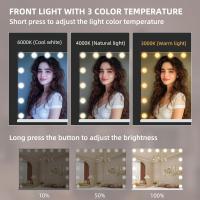 Espejo de maquillaje con luz y Bluetooth, espejo de tocador con 15 lámparas LED regulables, puerto de carga USB, espejo de maquillaje estilo Hollywood, espejo grande de maquillaje. - details 2