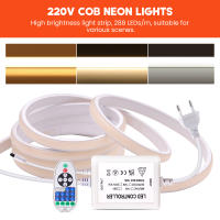 Tira de luces LED COB con Control remoto, 220 LED/m CRI RA90, lámpara Flexible para exteriores, cinta LED impermeable, enchufe europeo, Decoración de cocina, 288 V - details 1