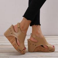 Sandalias de tacón de cuña para mujer, zapatos de plataforma, moda de verano - details 2