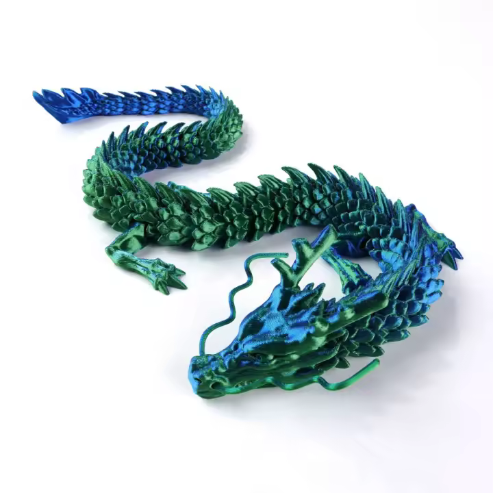 Juguete de dragón impreso en 3D realista, adorno de dragón simulado giratorio de 30/45cm, modelo de simulación Animal PLA Flexible para Navidad - 1