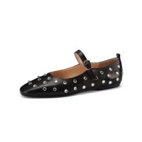 Zapatos planos de punta redonda con estampado de color claro y tacón bajo de cristal Mary Jane informales de ballet de verano para mujer - details 4