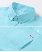 Camisas Oxford de manga larga para hombre, 100% algodón, Color sólido, cuello vuelto, ajuste Regular, ropa diaria para hombre, camisas de fácil cuidado para hombre - details 2