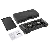 Cncest Estufa de Butano Portátil con Doble Quemador Placa de Horneado para BBQ con Pintura Antideslizante - details 0