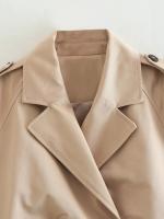 Gabardina recortada de manga larga para mujer, chaqueta de diseño recortado, abrigos sueltos informales de calle, Top elegante - details 1