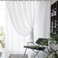 Sala de estar moderna translúcida, cortinas de dormitorio, persianas para ventanas de dormitorio, niños, 2 piezas, color blanco - details 3
