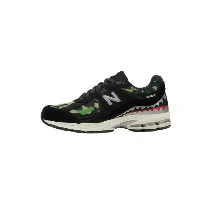 Oficial A BATHING APE x Leten NB 2002R Verde Gris / Negro Hombres Mujeres Zapatillas para correr - 1