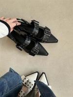 Mary Jane-zapatos de tacón bajo para mujer, calzado de punta estrecha con hebilla y Correa, sin cordones, cómodo, Y2k - details 3