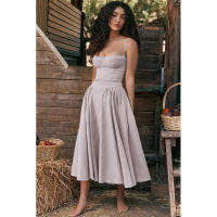 Vestido Largo Vintage de Verano 2025 Estilo de Corte Real con Cuello de Corazón Dulce - details 113