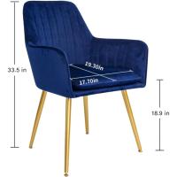 Respaldo Ergonómico, Sillas Tapizadas en Terciopelo para Salón, Comedor o Dormitorio, Azul, Espuma, Metal, 2 Unidades - details 4