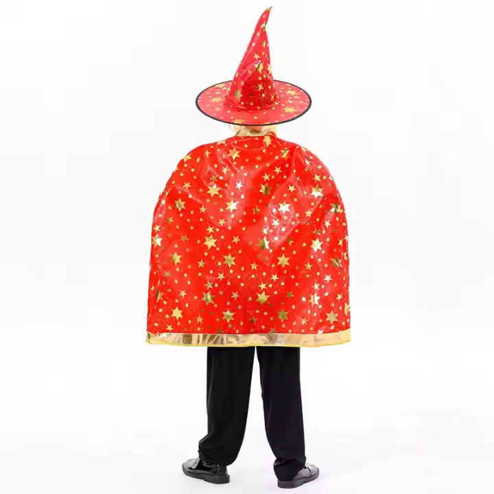 Conjuntos de sombrero y chal de Halloween para niños, capa TAMAÑO 120-140 - 1