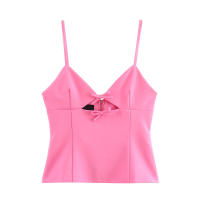 Top de Dos Colores para Mujer OUWU Diseño Ahuecado, Decoración con Lazo, Top de Color Sólido con Tirantes, Ropa de Calle Sexy Dulce Y2K - details 2