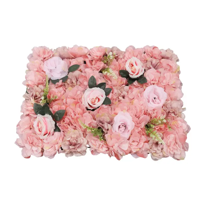 Pared de flores artificiales, Fondo de pared de boda, rosa, colorido, 12 unidades - 1