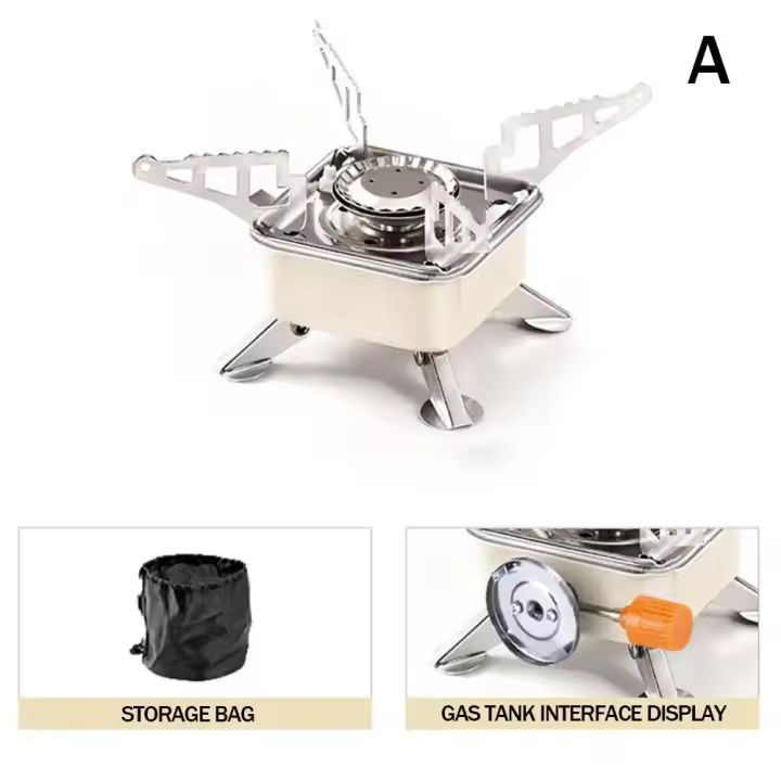 Estufa de Camping portátil, encendido electrónico, quemador de Gas plegable para exteriores, barbacoa, equipo de cocina para acampar - 1
