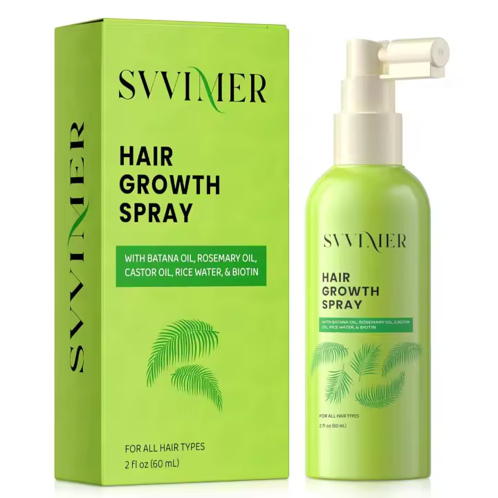 Svvimer Spray de suero de crecimiento con aceite de romero y pérdida y adelgazamiento de biotina - Cabello más grueso y completo para mujeres y hombres 2 fl oz (paquete de 1) - 1