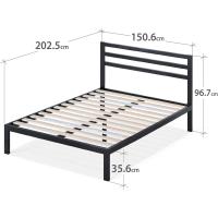 Cama 90x190 cm - Altura 36 cm con almacenaje debajo de la cama - Estructura de cama de plataforma de metal con cabecero - Negro - details 24