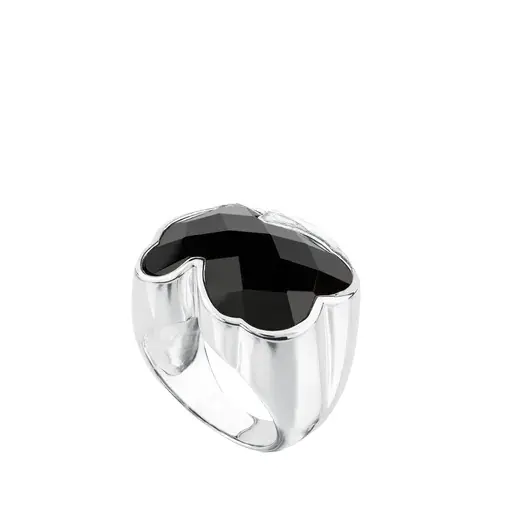 Anillo de plata pura de 925s, sortija de Color TAOS con ónix facetado - 1
