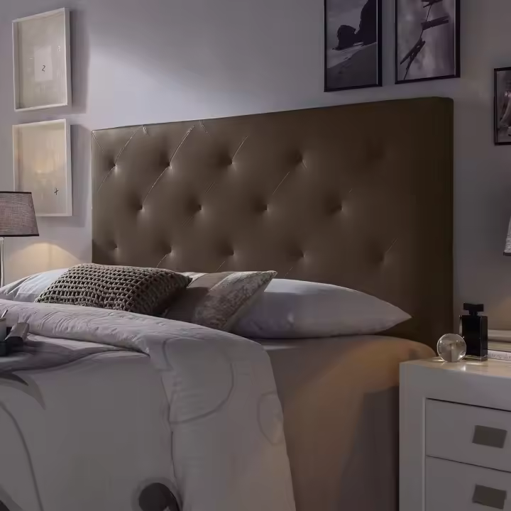 tapizado Rombo 140X60 cm Blanco, para Cama de 135 cm, Acolchado con Espuma, 8 cm de Grosor, Incluye herrajes para Colgar - 1