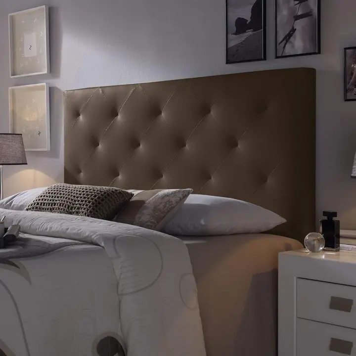 tapizado Rombo 140X60 cm Blanco, para Cama de 135 cm, Acolchado con Espuma, 8 cm de Grosor, Incluye herrajes para Colgar - 1