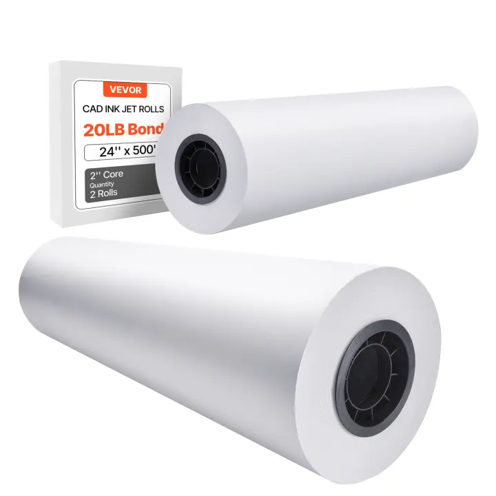 SucceBuy Papel de formato ancho, 24" x 500 pies, 2 rollos de papel para plotter, rollos de papel CAD de 20 LB, para ingeniería, arquitectura, diseño y mapas GIS - 1