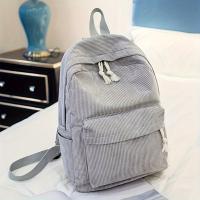 Mochila Casual de Pana para Mujer - Correas Ajustables, Cierre Antirrobo, Color Sólido, Gran Capacidad, Bandolera Cómoda - details 10