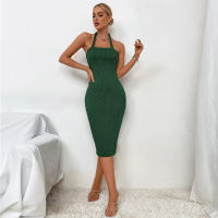 Vestido de estilo elegante de mujer con falda media y larga en la cintura roscada - details 0