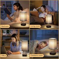 Lámpara de noche con pantalla táctil con puertos USB C+A para carga, regulable en 3 vías, lámpara de mesa moderna, pantalla de tela gris (2 Piezas, Pantalla de Gris) - details 6
