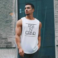 Chalecos para correr para hombre, camisetas sin mangas para gimnasio, RISE N' GRIND NO PAIN NO GAIN, camisetas holgadas de malla de verano de secado rápido, ropa deportiva para Fitness - details 1