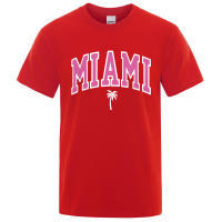 Camiseta holgada informal con letras para hombre, ropa de algodón con estampado de dibujos animados, cuello redondo, Miami Seaside City - details 16