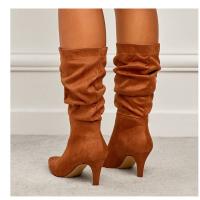 Botas de tacón alto para mujer, zapatos de bota larga informales, moda de otoño - details 6