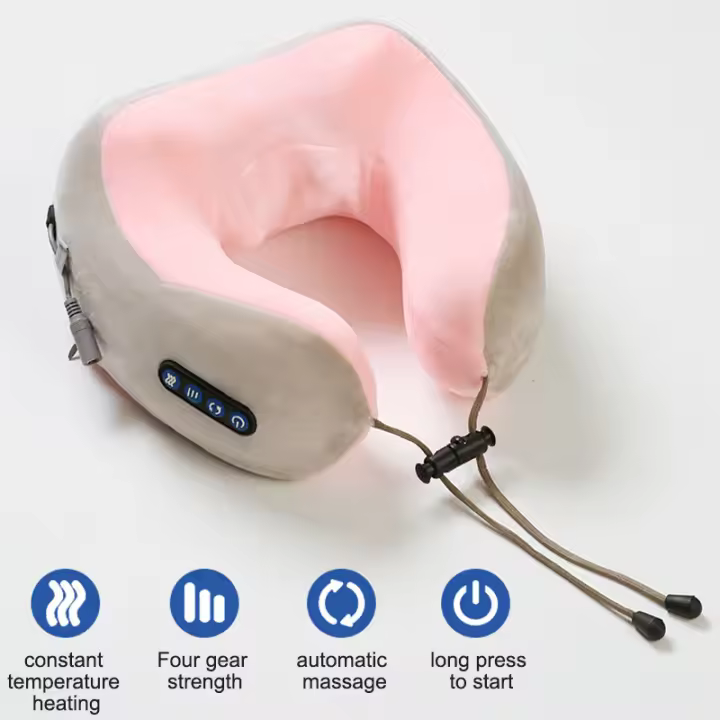 Masajeador eléctrico multifuncional para cuello, almohada portátil en forma de U, masajeador Cervical para hombro, almohada de masaje relajante para viaje en casa y coche - 1
