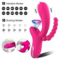 Leten 3 en 1 consolador con ventosa para clítoris vibrador para mujeres clítoris punto G lengua lamiendo estimulador de vacío juguetes sexuales productos para adultos para mujeres - details 1