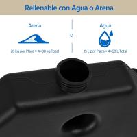 Soporte de Parasol Recargable Cuadrado 80kg de Arena/60L de Agua Total Diseño Trenzado - details 3