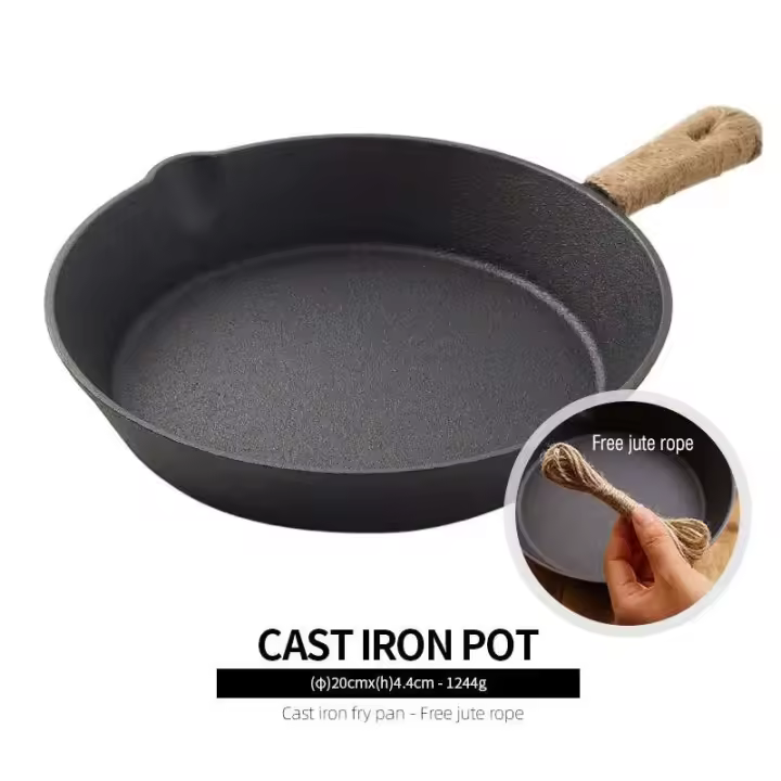 Sartén de hierro fundido para acampar, sartén antiadherente para parrilla al aire libre, utensilios de cocina para freír resistentes para carne, cocina casera, fogata - 1