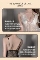 Camisón transparente de lencería sexy con tirantes de perlas y lazo de mariposa con ribete de encaje puro - details 2