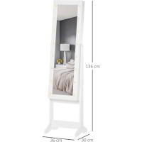 Espejo Joyero de Pie Armario de Joyería con 16 Luces LED y Ángulo Ajustable Organizador de Joyas con Estantes Ranuras para Anillos 36x30x136 cm Blanco Cálido - details 4