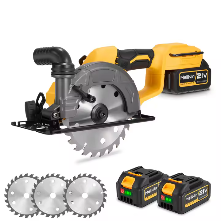 Sierra circular inalámbrica MELLWIN de 6 pulgadas sin escobillas 45 °   Máquina de corte multifunción con ajuste de ángulo para juego de pines de batería Makita de 18V - 1