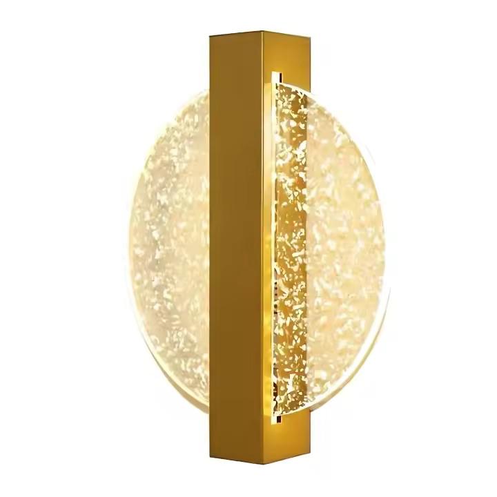 Goeco Lámpara de pared de lujo dorada Moderna y ligera, 12W, redonda, 25x20x4,5 cm, luz cálida de 220V - 1
