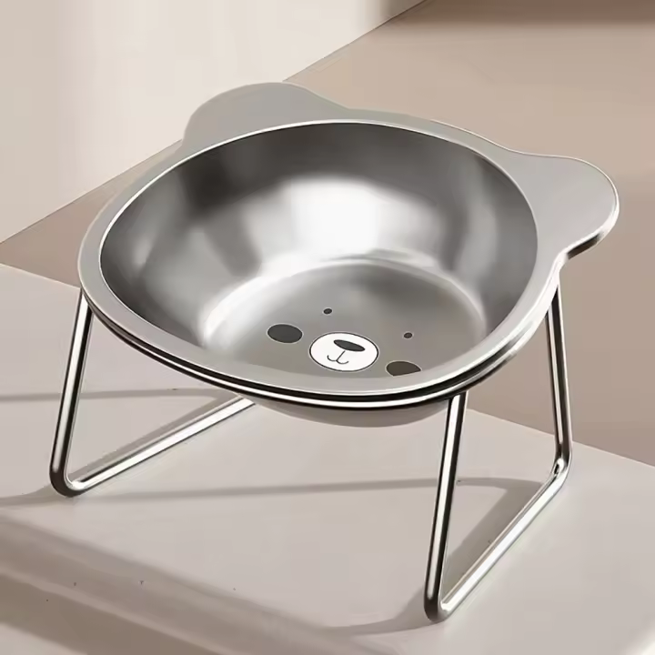 Bol para Gatos de Acero Inoxidable Soporte de Metal Plato de Comida y Agua para Gatos, Gatitos, Cachorros Suministros para Gatos - 1