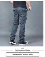 Pantalones de algodón para hombre al aire libre, pantalones Cargo gruesos y cálidos con forro, pantalones casuales para personas mayores, pantalones de invierno holgados - details 17