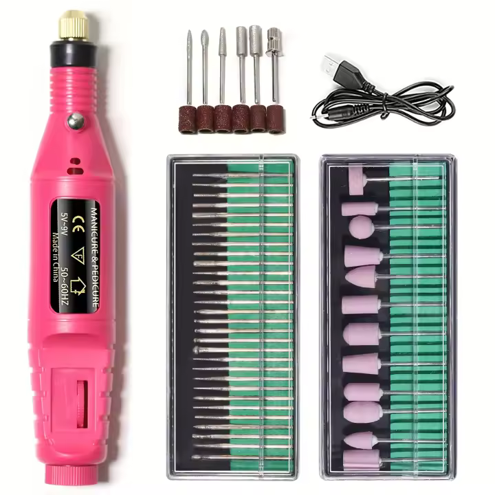 Juego de taladro eléctrico para uñas con diferentes puntas, kit de manicura y pedicura de alta potencia, equipo de arte de uñas - 1