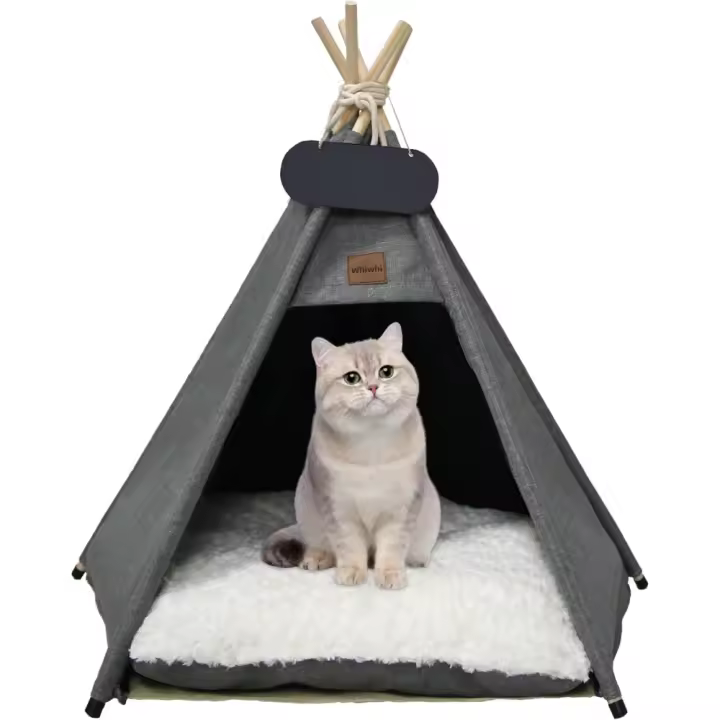 Tienda de campaña para mascotas, con cojín grueso, cama extraíble y lavable, para cachorros, casa de juegos, gatos, 40 x 40 x 50 cm - 1