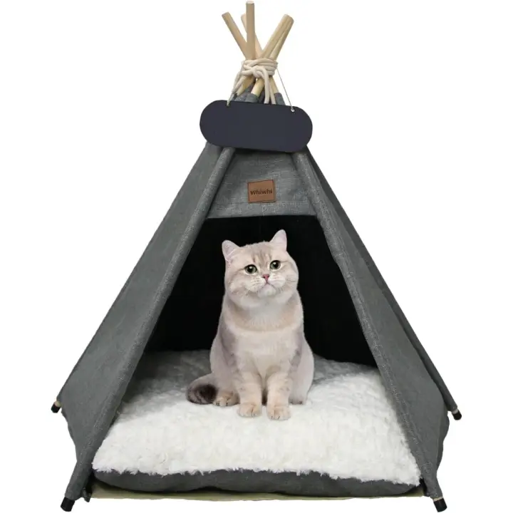 Tienda de campaña para mascotas, con cojín grueso, cama extraíble y lavable, para cachorros, casa de juegos, gatos, 40 x 40 x 50 cm - 1