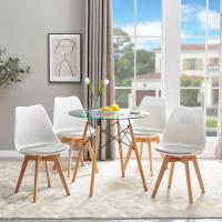 Pack de 4 Sillas Comedor Nórdicas, Sillas de Cocina Nórdicas con Patas de Madera Maciza de Haya, con Respaldo Ergonómico, Asiento Acolchado y Tapizado, Blanco - details 13