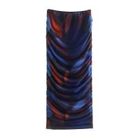 TRAFZA Conjunto de 2 piezas para mujer, camisa plisada de manga larga con cuello redondo y falda midi recta, moda 2023 - details 11