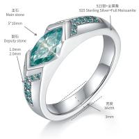 Diamante blanco azul verde hombres mujeres anillo S925 plateado 18k oro fiesta Hiphop anillos para mujeres hombres - details 1