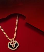 QееΙīп Collar Yu Yi mediano en oro amarillo de 18 quilates con diamantes y jade negro - details 14
